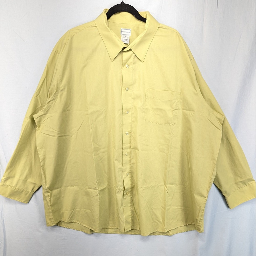 Kings Court Mens Long Sleeve Button Down Shirt Yellow Size 19 35/36 Cotton Blend